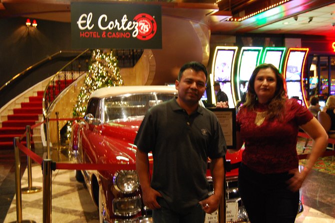 2-Hour Fremont Walking Tour with Photos and Champagne - El Cortez stops: old-school casino vibe and a Phil Maloof car photo