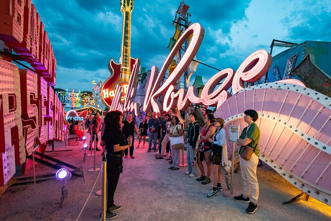 Admission to The Neon Museum in Las Vegas - What you’ll see: restored glowing signs vs the bigger unrestored collection