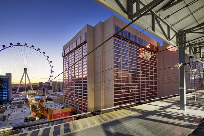 Fly LINQ Zipline at The LINQ Promenade in Las Vegas - The 144-foot tower, elevator up, and safety steps that set the tone