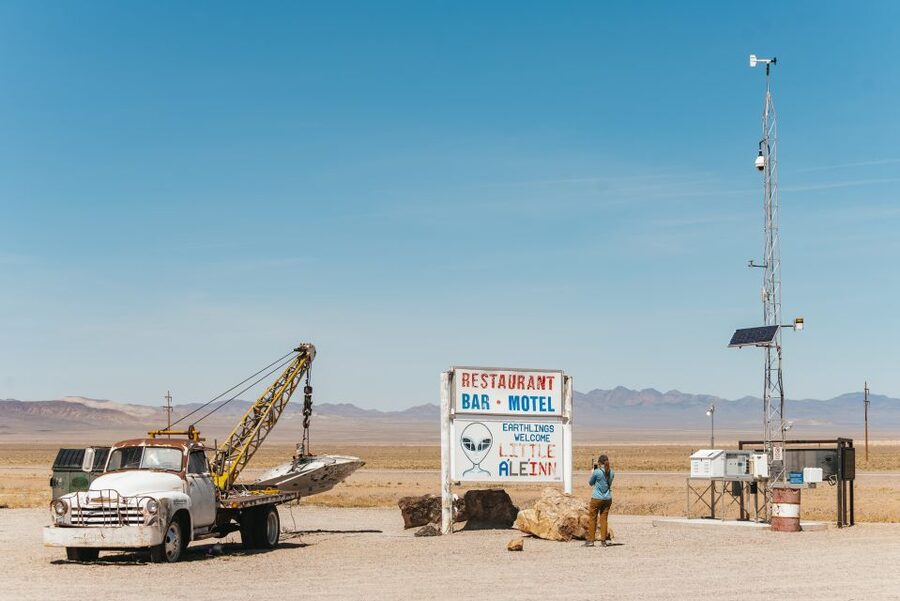 From Las Vegas: Area 51 Full-Day Tour - Black Mailbox: the fan ritual stop in the middle of nowhere