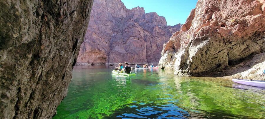From Las Vegas: Emerald Cave Kayak Tour with Hotel Pickup - From MGM Grand parking to Willow Beach: how the day flows
