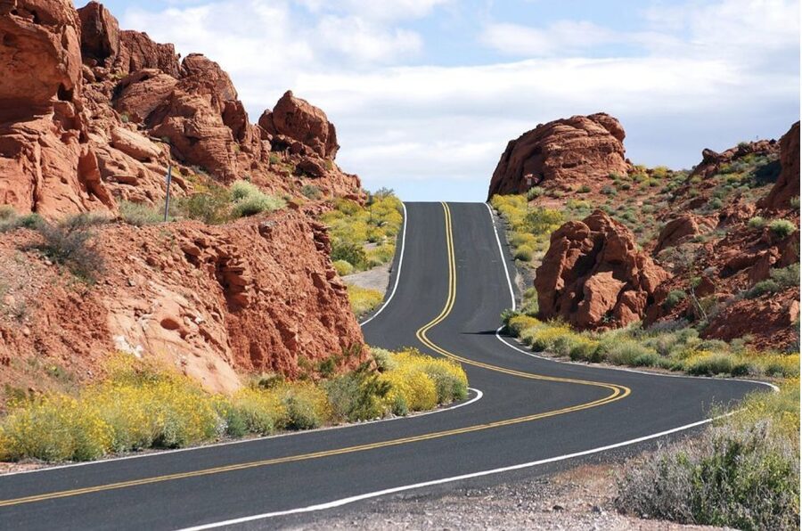 From Las Vegas: Red Rock Electric Car Self Drive Adventure - Downtown Las Vegas on the way: keeping the full Vegas picture in view