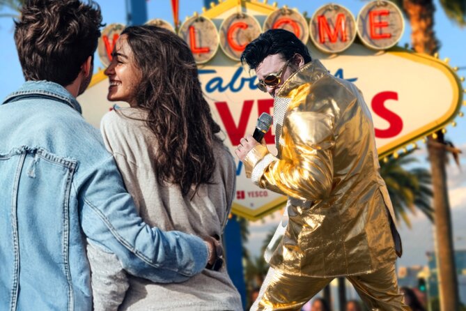 Gold Elvis Wedding or Vow Renewal at Las Vegas Sign - Who this is best for (and who should skip it)