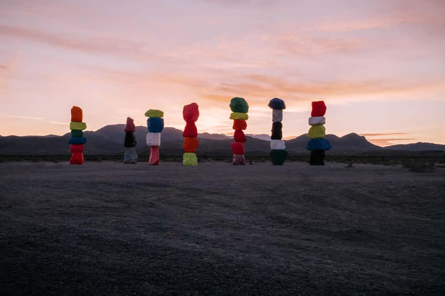 Las Vegas: 7 Magic Mountains and Pioneer Saloon Hummer Tour - Seven Magic Mountains: neon-painted rock towers in the Mojave Desert