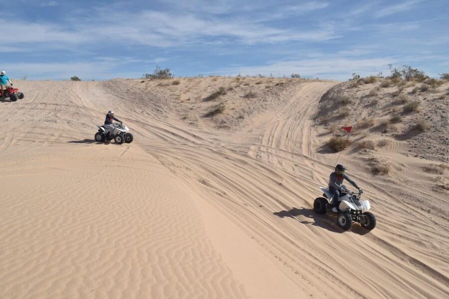 Las Vegas: Amazing Mojave Desert Nellis Dunes ATV Tour. - The ride plan in order: safety briefing, photo stop, and guided desert time