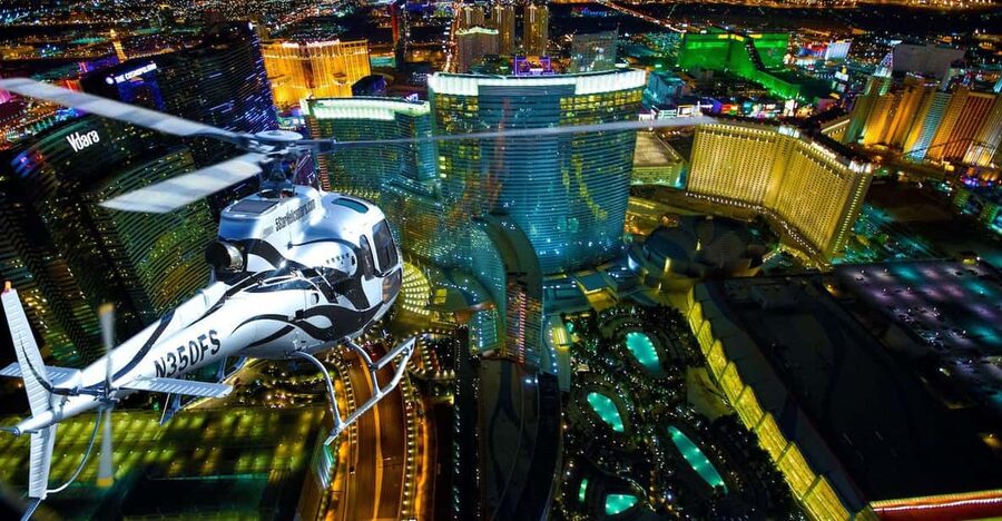 Las Vegas: Nighttime Helicopter Flight over the Strip - What You’ll See Over the Las Vegas Strip (MGM to MSG Sphere)