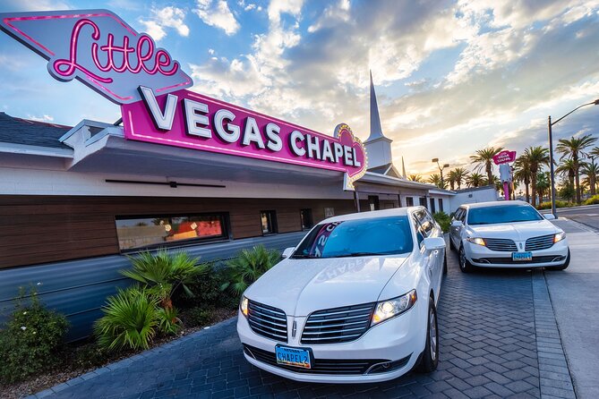 Las Vegas Wedding at The Little Vegas Chapel including Limousine Transportation - The 2-hour flow: limo ride, vows, and your photo/video timeline
