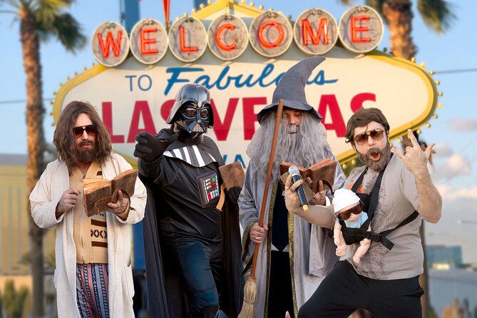 Movie Themed Wedding or Vow Renewal at Las Vegas Sign - Choosing Wizard School, Space Sci-fi, Vegas Hangover, or The Dude Theme