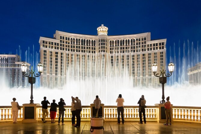 Private Party Bus Tour of the Las Vegas Strip Champagne Toast - Bellagio fountains: pass-by viewing or a quick show moment