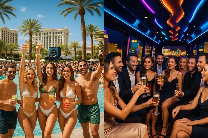 Skip-the-Line at Vegas Clubs with a Party Bus! - The Welcome Sign Photo Moment (If You’re On Time)